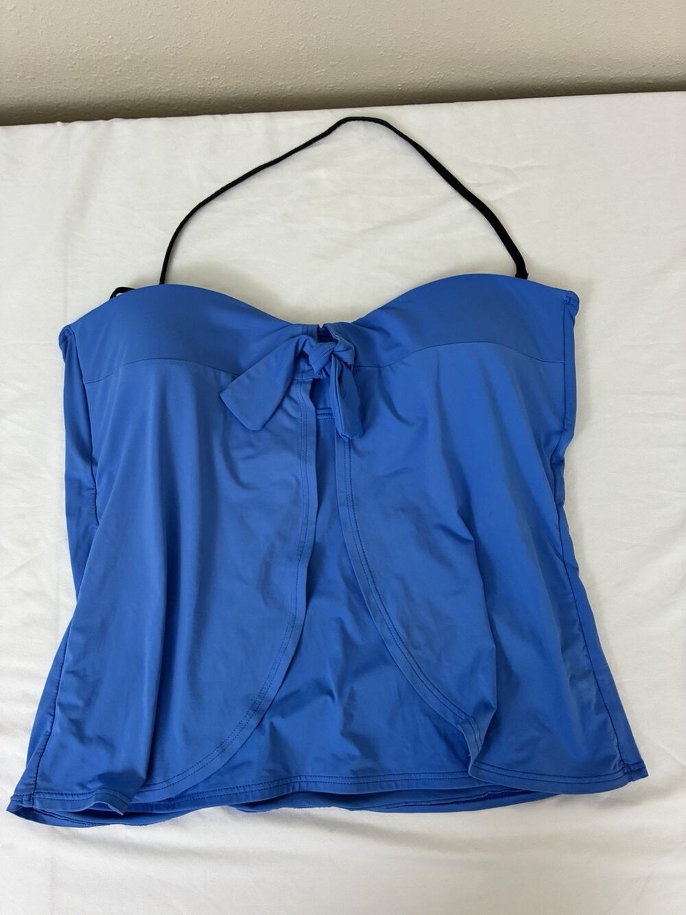 Tommy Bahama Blue Tankini Top Size XL Strap Knotted Padded Tummy Control Bikini